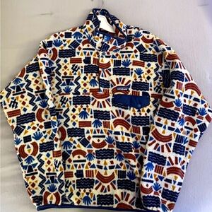 Patagonia Synchilla Mens Snap-T Pullover Jacket- Protected Peaks Pattern- Medium